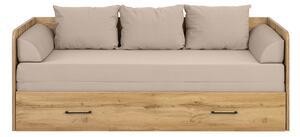 Rozkládací postel 80 cm BRW Tetrix (dub wotan + béžová)