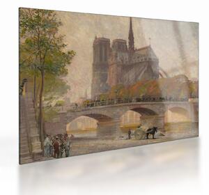Skleněný obraz - Robert William Vonnoh, Notre Dame de Paris, reprodukce (70x50 cm)