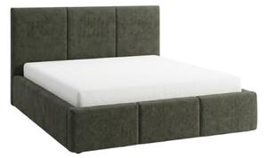 Čalouněná postel 140x200 EABNA s úložným prostorem - tmavě zelená