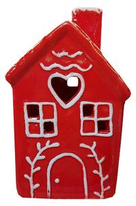 Domek keramický červený svítící 12*7,5cm 2009311-1