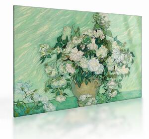 Skleněný obraz - Vincent van Gogh, Roses, reprodukce (70x50 cm)