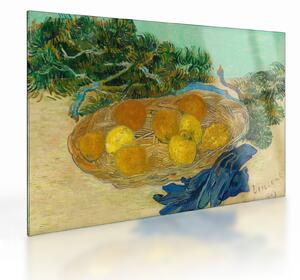 Skleněný obraz - Vincent van Gogh, Still Life of Oranges and Lemons with Blue Gloves, reprodukce (70x50 cm)
