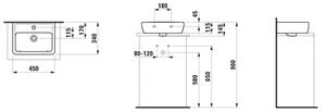 LAUFEN H8119520001041 - Umyvadlo na desku PRO 45x34 cm keramika/bílá