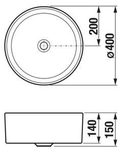 JIKA H8184207161121 - Umyvadlo na desku CUBITO pr. 40 cm keramika/matná černá