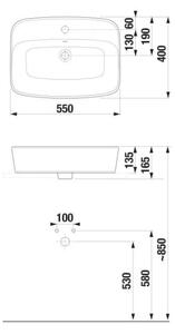 JIKA H8183820001041 - Umyvadlo na desku LYRA 55x40 cm keramika/bílá