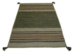 Zeleno-hnědý bavlněný koberec Webtappeti Antique Kilim, 60 x 90 cm