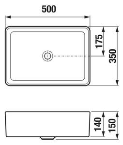 JIKA H8184237161121 - Umyvadlo na desku CUBITO 50x35 cm keramika/matná černá