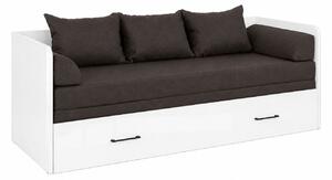 Rozkládací postel 80 cm BRW Tetrix (lesk bílý + hnědá)