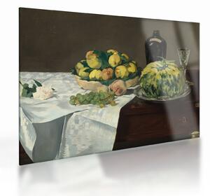 Skleněný obraz - Edouard Manet, Still Life with Melon and Peaches, reprodukce (70x50 cm)