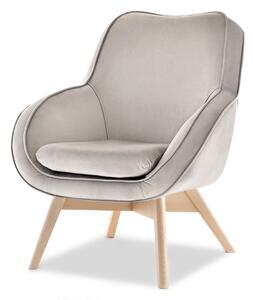 Designové křeslo Merch (béžová + dub). Akce -14%