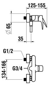 LAUFEN HF500750100600 - Sprchová sada s baterií LAURIN lesklý chrom