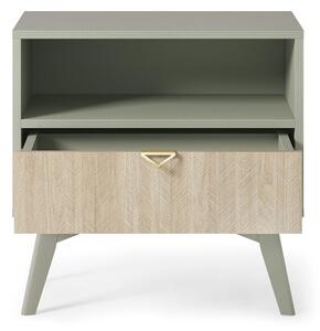 Noční stolek z szuflada i wneka Lumira - eukaliptus / jodelka skandi
