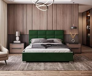 Čalouněná postel APOLLO 120x200 Tmavě zelená Trinity s úložným prostorem kovový rošt