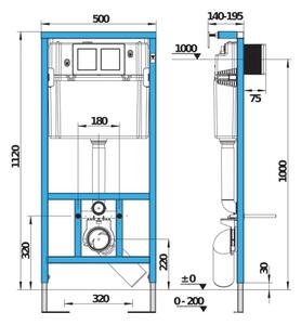 JIKA H8956520000001 - Podomítkový modul pro závěsné WC s přípravou pro bidet