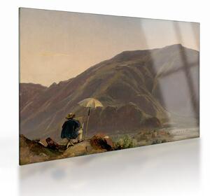 Skleněný obraz - Jules Coignet, View of Bozen with a Painter, reprodukce (70x50 cm)