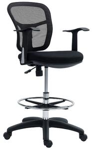 HOMCOM Otočná kancelářská židle s podnožkou a zakřiveným opěradlem, ergonomická židle z polyesteru, pěny a plastu, výškově nastavitelná, 55x58x94 cm