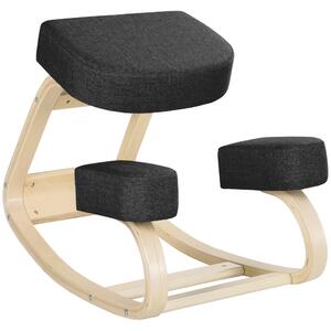 Ergonomická klečící židle Vinsetto s rámem z březového dřeva, molitanovým a polyesterovým polstrováním pro domácnost a kancelář, černá | Aosom