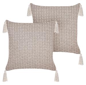 Sada 2 dekorativních polštářů HAKONE 42 x 42 cm Taupe Geometrický vzor