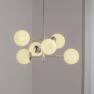 Domiluce Závěsné světlo Aurora, chrom, Ø 60 cm, 6 světel, sklo, E14, stmívatelný, Chrom / stříbro, Obývací pokoj / jídelna, Sklo