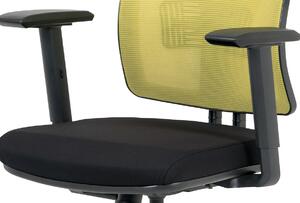 Kancelářská židle, zelená síťovina+černá látka, houpací mech, plast kříž