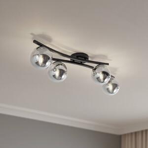 EMIBIG LIGHTING Stropní svítidlo Opus, délka 84 cm, kouřově šedá/černá, 4 světla., stmívatelný, Černá, Obývací pokoj / jídelna, kov, Moderní