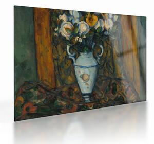 Skleněný obraz - Paul Cézanne, Vase of Flowers, reprodukce (70x50 cm)