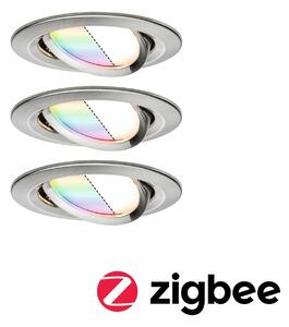 PAULMANN SmartHome Zigbee vestavná svítidla sada LED Coin Nova Plus 3x3,5W RGBW kruhové kov kartáčovaný 929.65 P 92965