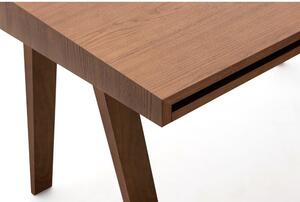 Hnědý stůl s nohami z jasanového dřeva EMKO 4.9, 80 x 70 cm