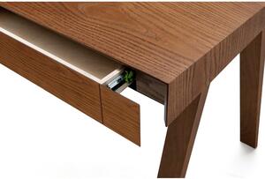 Hnědý psací stůl s nohami z jasanového dřeva EMKO 4.9, 140 x 70 cm