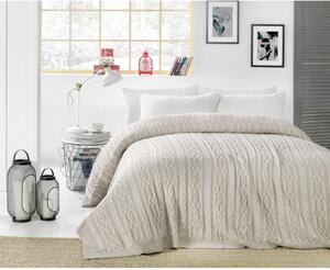 Šedobéžový přehoz přes postel s příměsí bavlny Homemania Decor Knit, 220 x 240 cm