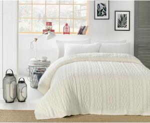 Světle krémový přehoz přes postel s příměsí bavlny Homemania Decor Knit, 220 x 240 cm