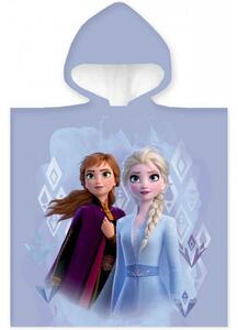 Dívčí plážové pončo - osuška s kapucí Ledové království - Frozen - motiv Anna a Elsa - 100% bavlna - 50 x 100 cm