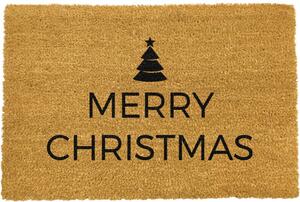 Černá rohožka z přírodního kokosového vlákna Artsy Doormats Merry Christmas, 40 x 60 cm
