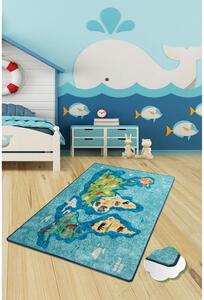 Modrý dětský protiskluzový koberec Conceptum Hypnose Map, 200 x 290 cm