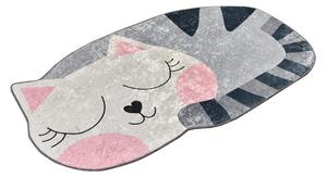 Šedý dětský protiskluzový koberec Conceptum Hypnose Big Cat, 100 x 160 cm