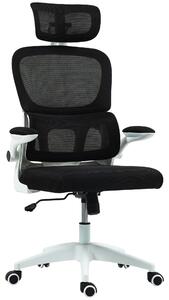 Ergonomická kancelářská židle HOMCOM s odnímatelnými područky a opěrkou hlavy, otočná židle s nastavitelnou výškou, bederní oporou a houpací funkcí v