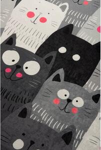 Šedý dětský protiskluzový koberec Conceptum Hypnose Cats, 100 x 160 cm