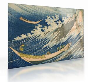 Skleněný obraz - Katsushika Hokusai, Fishing Boats at Choshi in Shimosa (Soshu Choshi), reprodukce (70x50 cm)