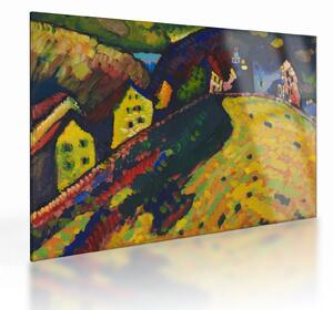 Skleněný obraz - Vasily Kandinsky, Houses at Murnau, reprodukce (70x50 cm)