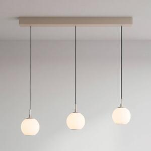 Paul Neuhaus LED závěsné světlo Sandora, písková barva, délka 90 cm, sklo, 3 žárovky, stmívatelný, Krémová / jantar, Obývací pokoj / jídelna, kov, Moderní