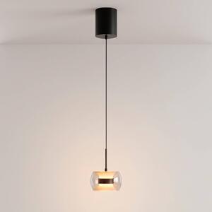 Paul Neuhaus LED závěsné světlo Fumea, Ø 16 cm, černá/kouřová, sklo, stmívatelný, Černá, Obývací pokoj / jídelna, Sklo
