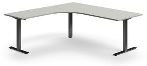 AJ Produkty Rohový psací stůl QBUS, T-nohy, 2000x2000 mm, černá podnož, světle šedá