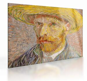 Skleněný obraz - Vincent van Gogh, Self-Portrait with a Straw Hat (The Potato Peeler), reprodukce (70x50 cm)