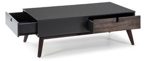 Antracitově šedý konferenční stolek s 2 zásuvkami a nohami z borovicového dřeva Marckeric Kiara