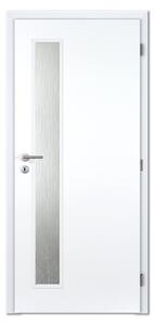 Interiérové dveře Doornite Vertika - bílý hladký lak Basic, sklo kůra čirá, pravé "80", zámek pro BB, voština
