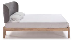 Dřevěná postel s tmavě šedým čelem Marckeric Ellie, 140 x 190 cm