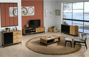 TV stolek s dřevěnou konstrukcí a černými detaily Marckeric Alessia