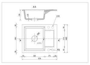 Kuchyňský dřez Dalgam (bílá) (bez otvoru pro baterii) (P). 1065923