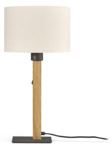 Buschwerk Stolní lampa HerzBlut Heloise, krémově bílá, dub, výška 45 cm, Světlé dřevo, Obývací pokoj / jídelna, Dřevo, Moderní