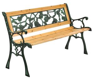 Zahradní lavice 122 cm, motiv růží, dřevo/litina